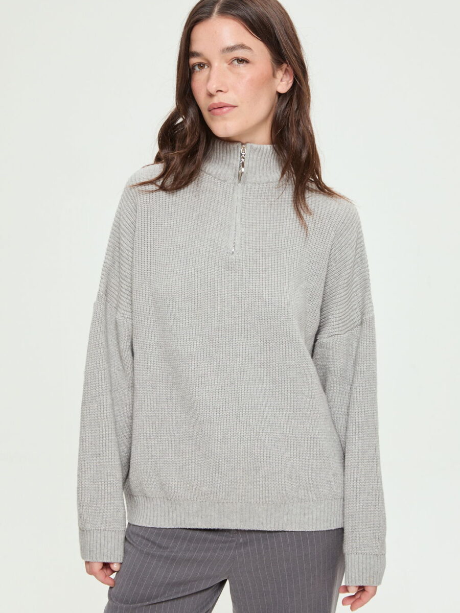 SWEATER CON CIERRE GRIS