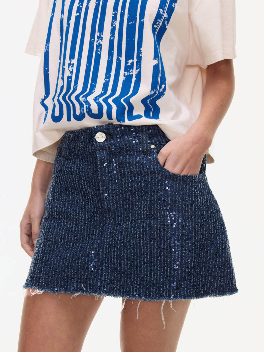 MINI DENIM CON LENTEJUELAS OSSIRA